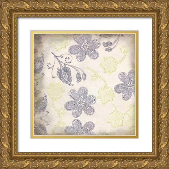 Allen, Kimberly 12x12 Gold Ornate Wood Framed with Double Matting Museum Art Print Titled - Grey And Yellow