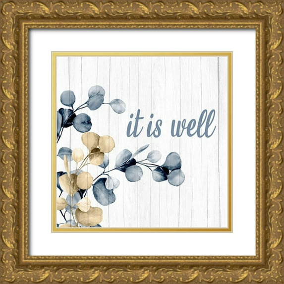 Allen, Kimberly 12x12 Gold Ornate Wood Framed with Double Matting Museum Art Print Titled - It is Well Branch