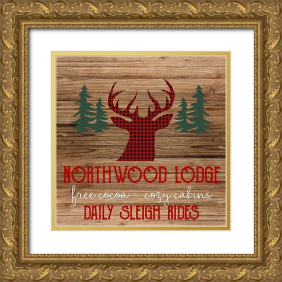 Allen, Kimberly 12x12 Gold Ornate Wood Framed with Double Matting Museum Art Print Titled - Northwood Lodge