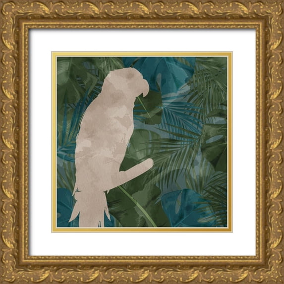 Allen, Kimberly 12x12 Gold Ornate Wood Framed with Double Matting Museum Art Print Titled - Parrot Silhouette 1