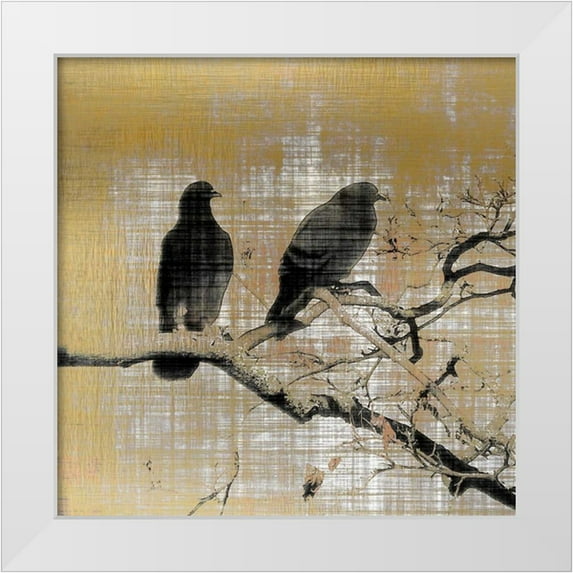 Allen, Kimberly 12x12 White Modern Wood Framed Museum Art Print Titled - Black Birds 1