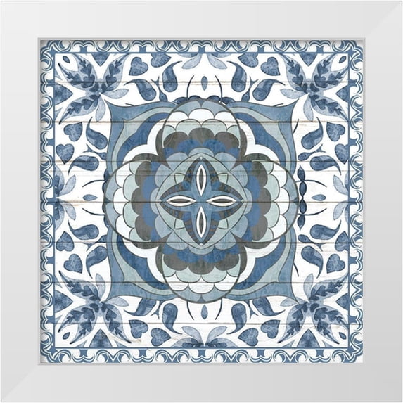 Allen, Kimberly 12x12 White Modern Wood Framed Museum Art Print Titled - Blue Tiles 2
