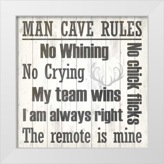 Allen, Kimberly 12x12 White Modern Wood Framed Museum Art Print Titled - Man Cave Rules