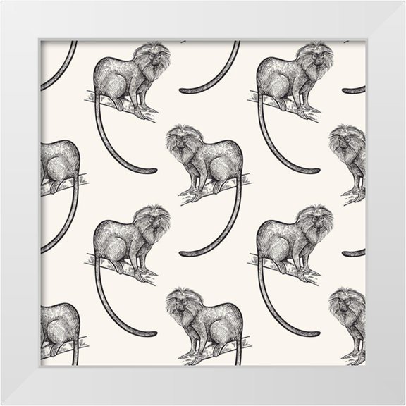 Allen, Kimberly 12x12 White Modern Wood Framed Museum Art Print Titled - Monkey Pattern