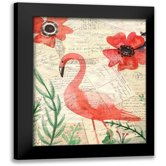 Allen, Kimberly 12x14 Black Modern Framed Museum Art Print Titled - Postcard Flamingo 2
