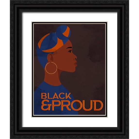 Allen, Kimberly 12x14 Black Ornate Wood Framed with Double Matting Museum Art Print Titled - Black and Proud Woman