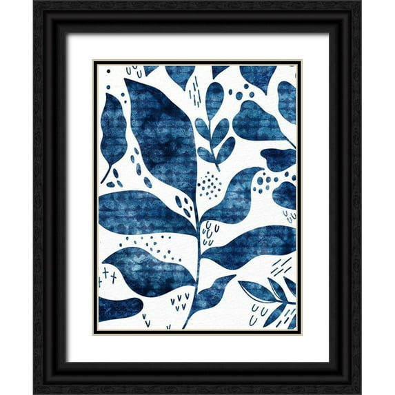Allen, Kimberly 12x14 Black Ornate Wood Framed with Double Matting Museum Art Print Titled - Dyed Leaves 1