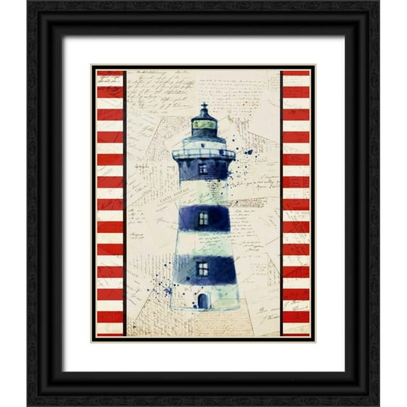 Allen, Kimberly 12x14 Black Ornate Wood Framed with Double Matting Museum Art Print Titled - Postcards from the Sea 1