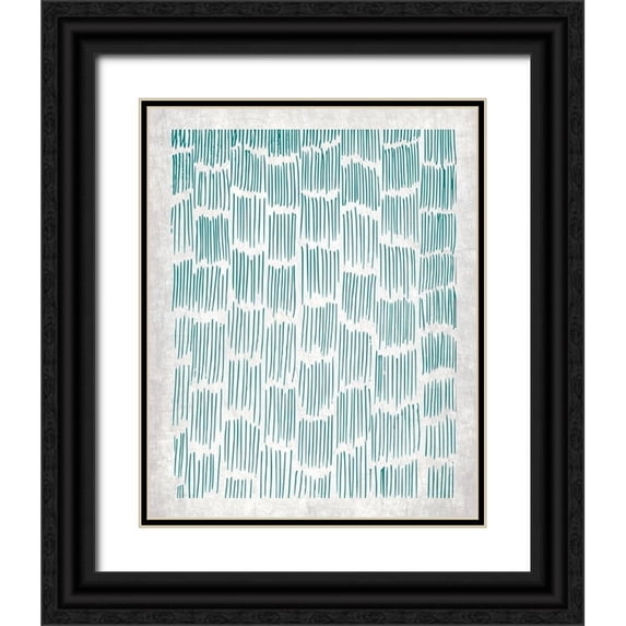 Allen, Kimberly 12x14 Black Ornate Wood Framed with Double Matting Museum Art Print Titled - Teal Crosshatched 2