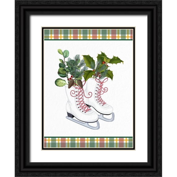 Allen, Kimberly 12x14 Black Ornate Wood Framed with Double Matting Museum Art Print Titled - Winter Skate