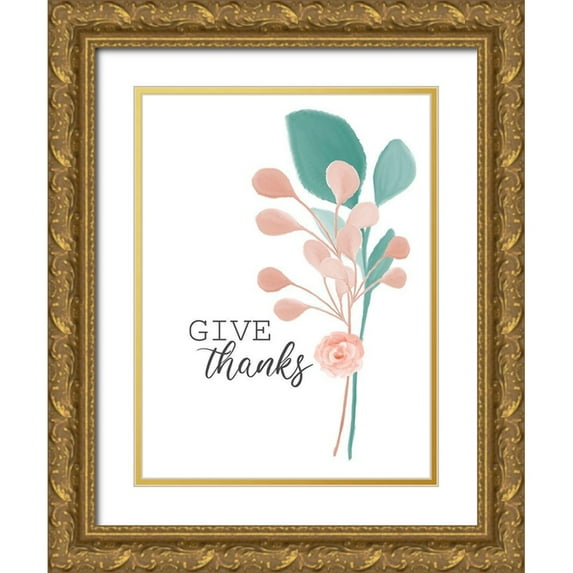 Allen, Kimberly 12x14 Gold Ornate Wood Framed with Double Matting Museum Art Print Titled - Give Thanks