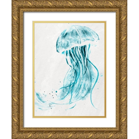 Allen, Kimberly 12x14 Gold Ornate Wood Framed with Double Matting Museum Art Print Titled - Jelly Jelly Teal 2
