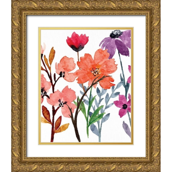 Allen, Kimberly 12x14 Gold Ornate Wood Framed with Double Matting Museum Art Print Titled - Wildflowers 1