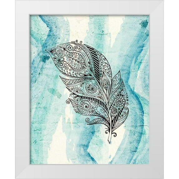Allen, Kimberly 12x14 White Modern Wood Framed Museum Art Print Titled - Henna Feather 1