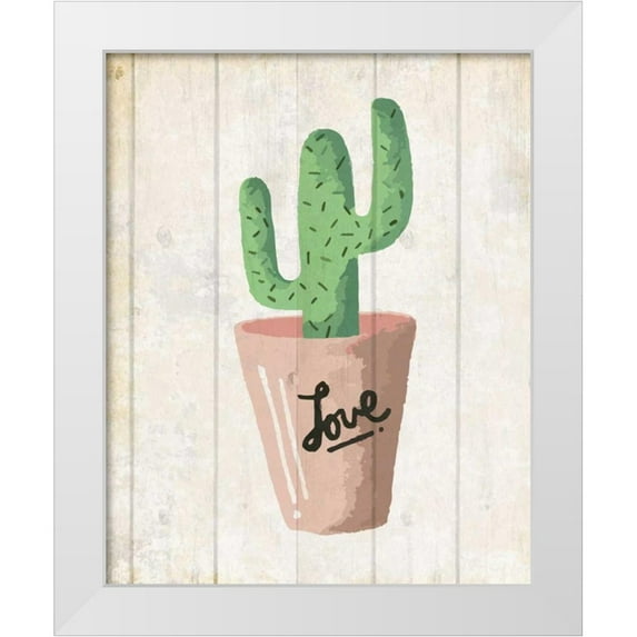 Allen, Kimberly 12x14 White Modern Wood Framed Museum Art Print Titled - Love Cactus 1