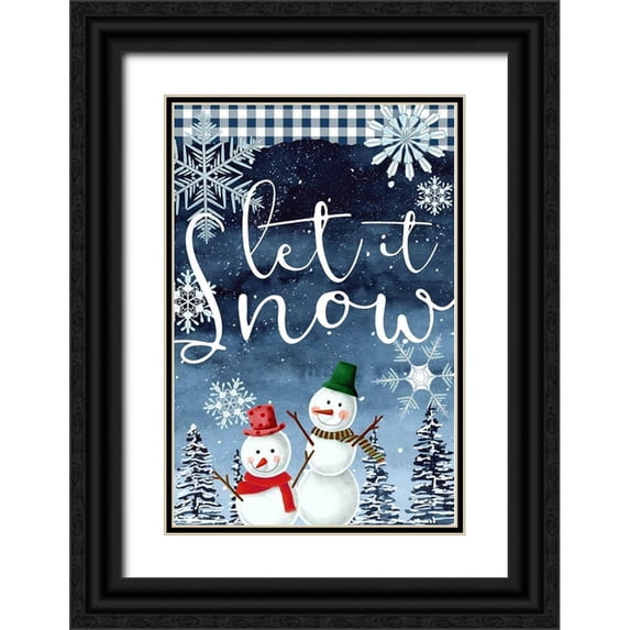 Allen, Kimberly 13x18 Black Ornate Wood Framed with Double Matting Museum Art Print Titled - Let it Snow