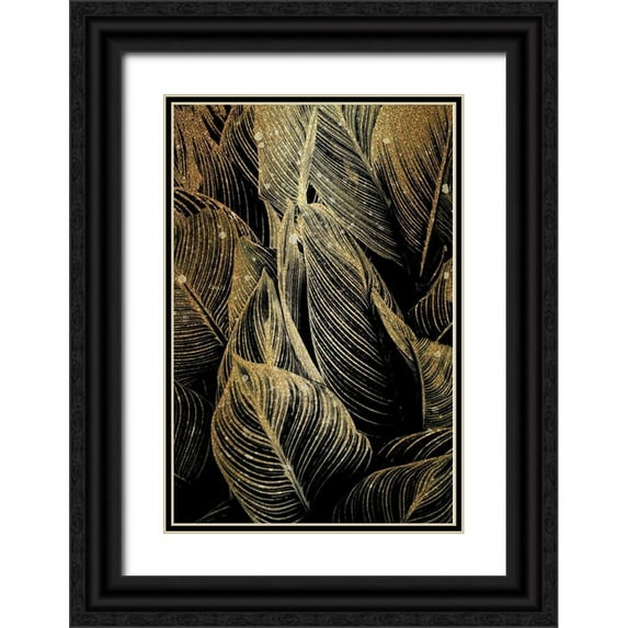 Allen, Kimberly 13x18 Black Ornate Wood Framed with Double Matting Museum Art Print Titled - Midnight Palm Gold 1