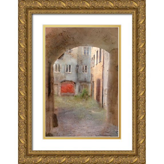 Allen, Kimberly 13x18 Gold Ornate Wood Framed with Double Matting Museum Art Print Titled - Courtyard
