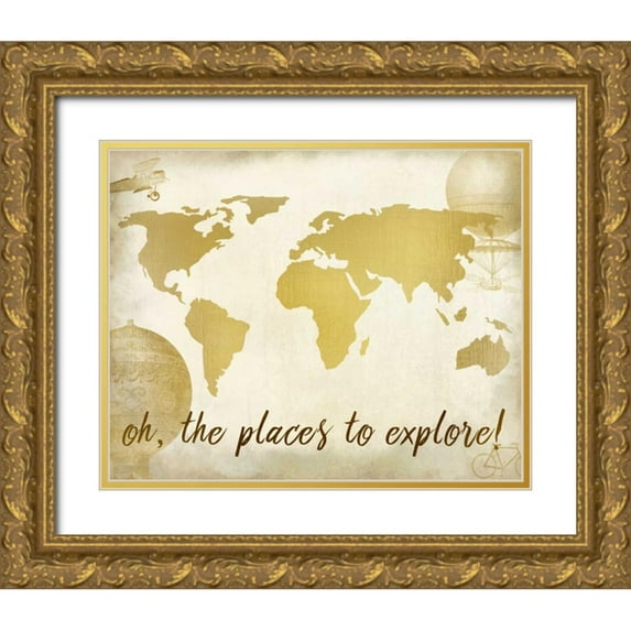 Allen, Kimberly 14x12 Gold Ornate Wood Framed with Double Matting Museum Art Print Titled - Oh the Places