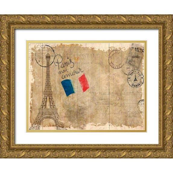 Allen, Kimberly 14x12 Gold Ornate Wood Framed with Double Matting Museum Art Print Titled - Post Card Paris