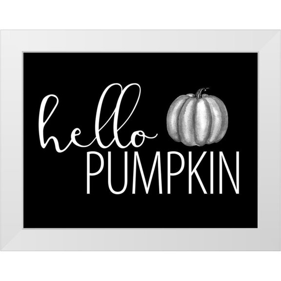 Allen, Kimberly 14x12 White Modern Wood Framed Museum Art Print Titled - Hello Pumpkin Black and White