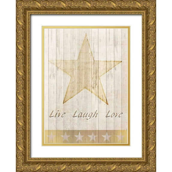 Allen, Kimberly 14x18 Gold Ornate Wood Framed with Double Matting Museum Art Print Titled - Live Laugh Love Gold