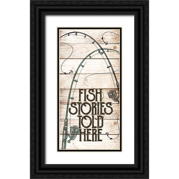 Allen, Kimberly 14x24 Black Ornate Wood Framed with Double Matting Museum Art Print Titled - Fishing Panel 1