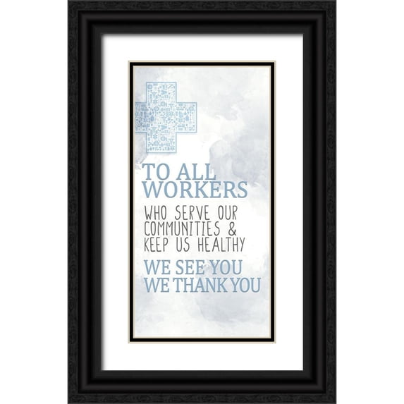 Allen, Kimberly 14x24 Black Ornate Wood Framed with Double Matting Museum Art Print Titled - To All Workers