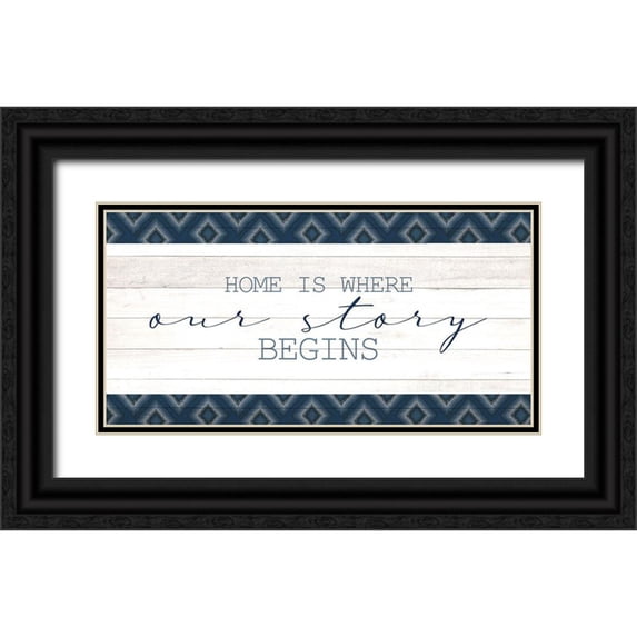 Allen, Kimberly 14x9 Black Ornate Wood Framed with Double Matting Museum Art Print Titled - Story Begins
