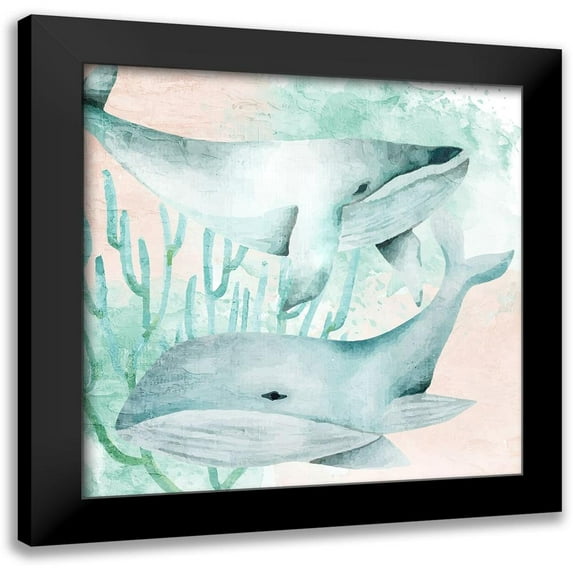 Kimberly Allen 15x15 Black Modern Wood Framed Wall Art Titled - Whale Tail