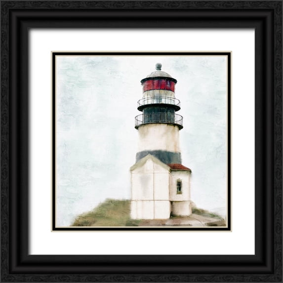 Allen, Kimberly 15x15 Black Ornate Wood Framed with Double Matting Museum Art Print Titled - Old Lighthouse