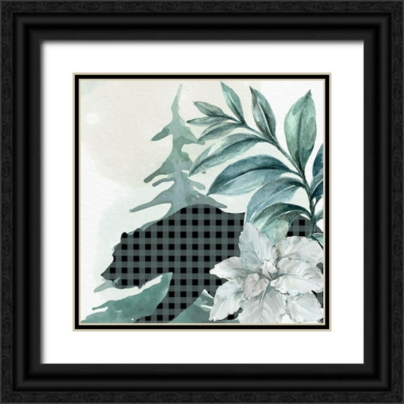 Allen, Kimberly 15x15 Black Ornate Wood Framed with Double Matting Museum Art Print Titled - Poinsetta Tree 2