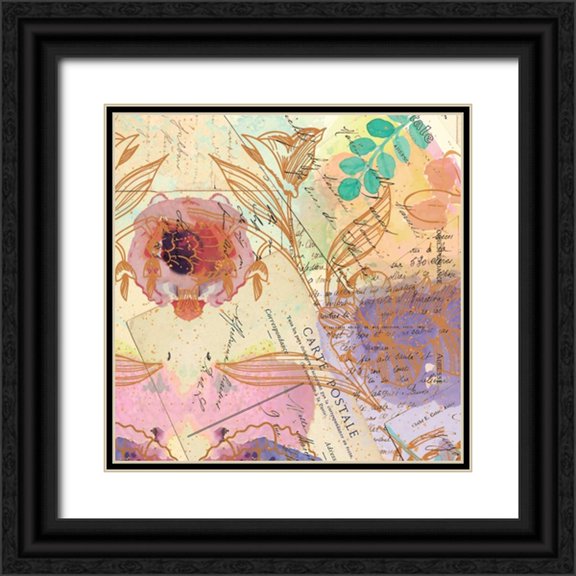 Allen, Kimberly 15x15 Black Ornate Wood Framed with Double Matting Museum Art Print Titled - Postage Rose 2