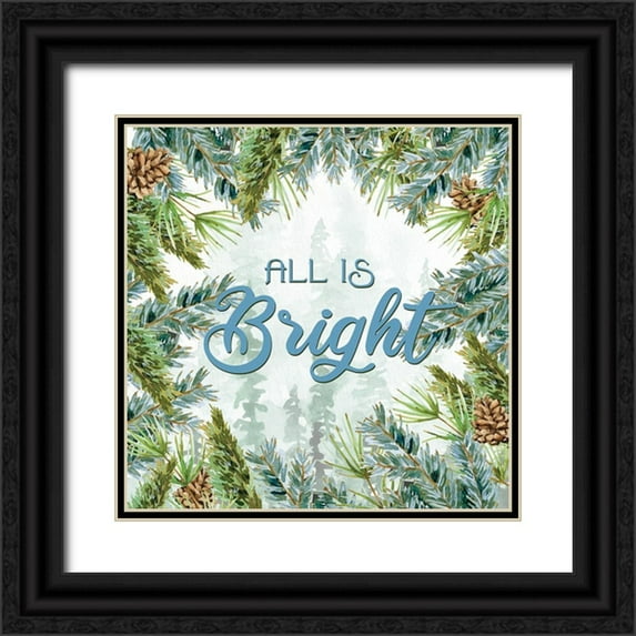 Allen, Kimberly 15x15 Black Ornate Wood Framed with Double Matting Museum Art Print Titled - Woodland Christmas 4