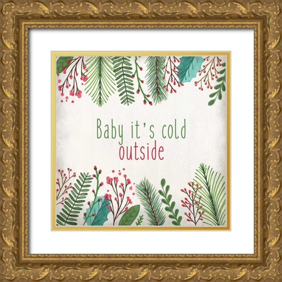 Allen, Kimberly 15x15 Gold Ornate Wood Framed with Double Matting Museum Art Print Titled - Baby Its Cold