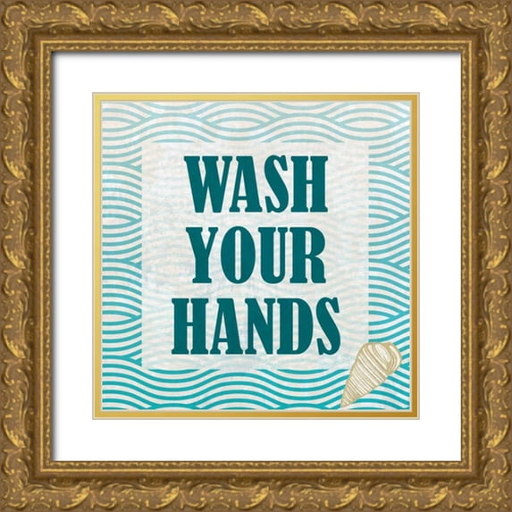 Allen, Kimberly 15x15 Gold Ornate Wood Framed with Double Matting Museum Art Print Titled - Bath Rules 3