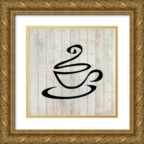 Allen, Kimberly 15x15 Gold Ornate Wood Framed with Double Matting Museum Art Print Titled - Cup of Coffee 1