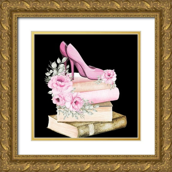 Allen, Kimberly 15x15 Gold Ornate Wood Framed with Double Matting Museum Art Print Titled - Heels and Books 1