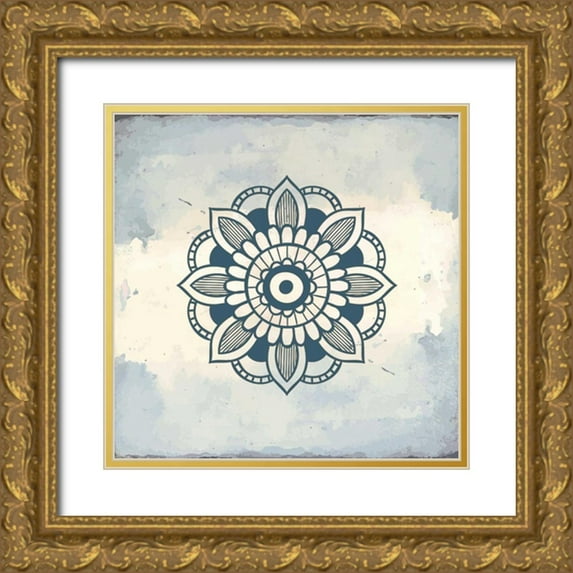 Allen, Kimberly 15x15 Gold Ornate Wood Framed with Double Matting Museum Art Print Titled - Henna Square 4