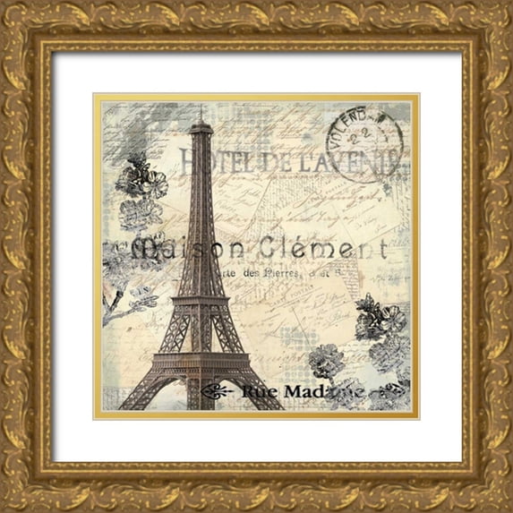 Allen, Kimberly 15x15 Gold Ornate Wood Framed with Double Matting Museum Art Print Titled - Paris Carte Postale 1
