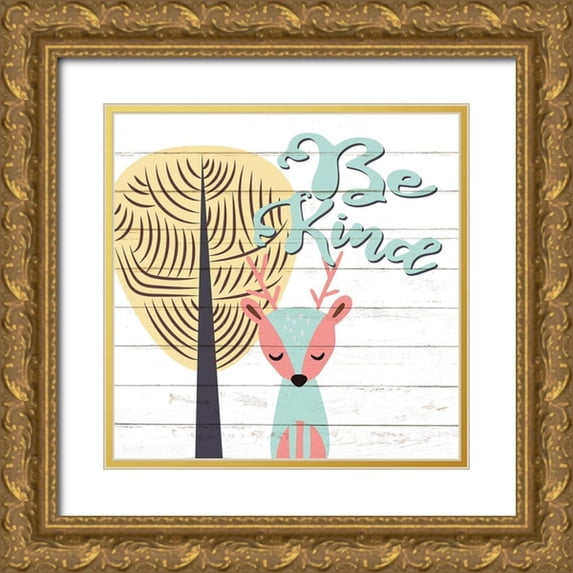 Allen, Kimberly 15x15 Gold Ornate Wood Framed with Double Matting Museum Art Print Titled - Woodland 3