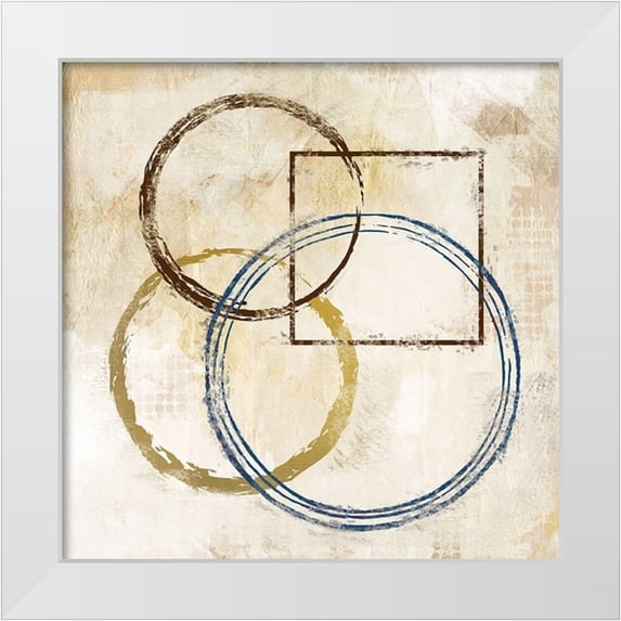 Allen, Kimberly 15x15 White Modern Wood Framed Museum Art Print Titled - Blue Circles and Squares 2
