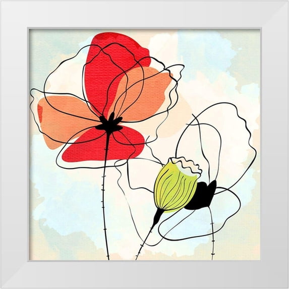 Allen, Kimberly 15x15 White Modern Wood Framed Museum Art Print Titled - Poppy Square 1