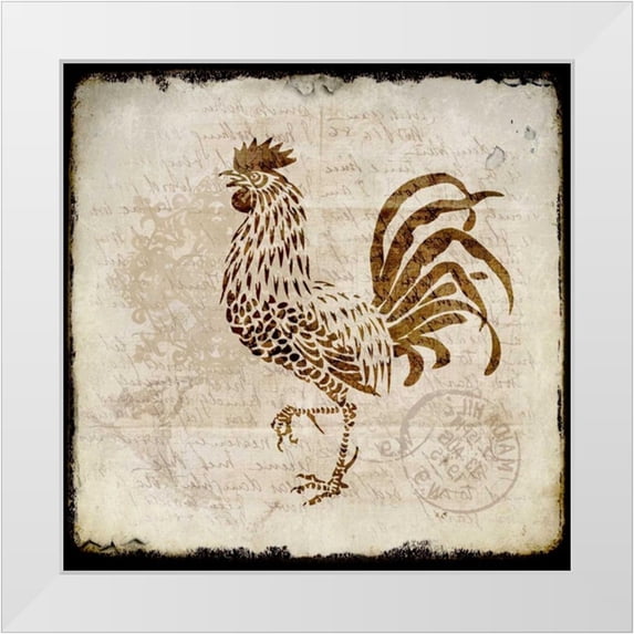 Allen, Kimberly 15x15 White Modern Wood Framed Museum Art Print Titled - Vintage Rooster Square 2