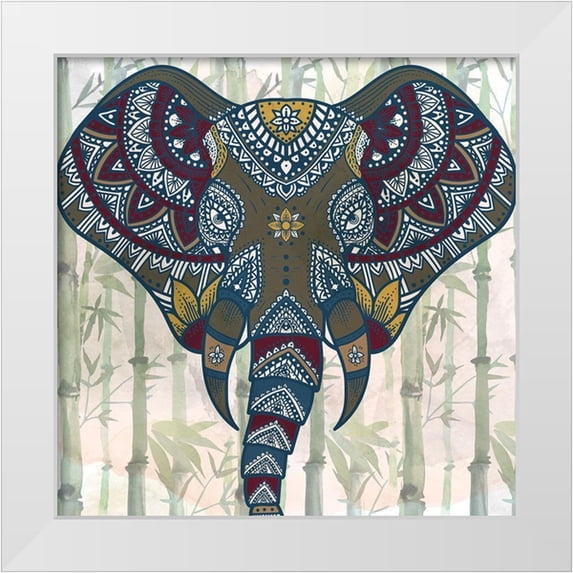 Allen, Kimberly 15x15 White Modern Wood Framed Museum Art Print Titled - Watercolor Mandala Elephant