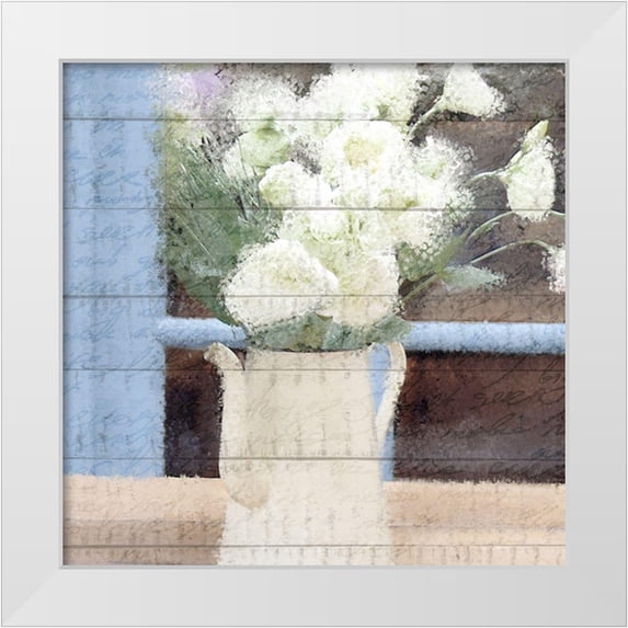 Allen, Kimberly 15x15 White Modern Wood Framed Museum Art Print Titled - Watering Can Flowers
