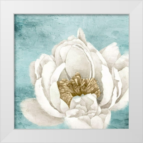 Allen, Kimberly 15x15 White Modern Wood Framed Museum Art Print Titled - White Peony 1