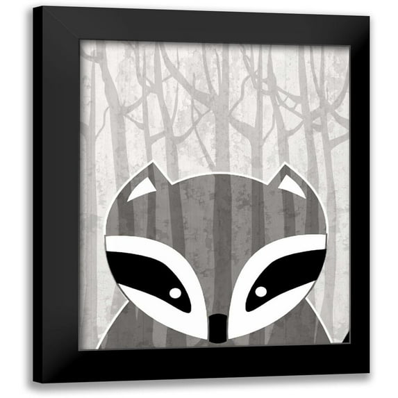 Allen, Kimberly 15x18 Black Modern Framed Museum Art Print Titled - Woodland Racoon