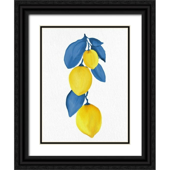 Allen, Kimberly 15x18 Black Ornate Wood Framed with Double Matting Museum Art Print Titled - Lemon Vine 1