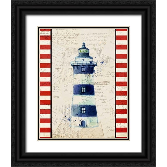 Allen, Kimberly 15x18 Black Ornate Wood Framed with Double Matting Museum Art Print Titled - Postcards from the Sea 1